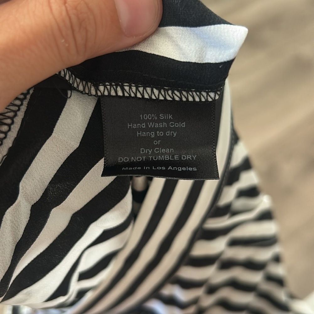 NWT IMRIE Black and White Striped Pants 100% Silk Size XS - Picture 10 of 10